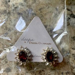 Deepa Gurnani Burgundy and White earrings